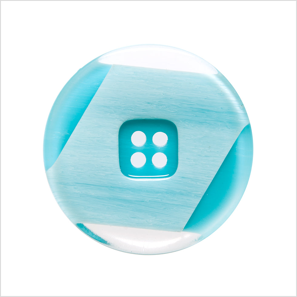 Italian Teal Semi-Clear Plastic Button - 44L/28mm