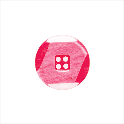 Plastic 2-Hole Button Made in Italy - 28L/18mm - Red and Transparent Geometric with Square Center
