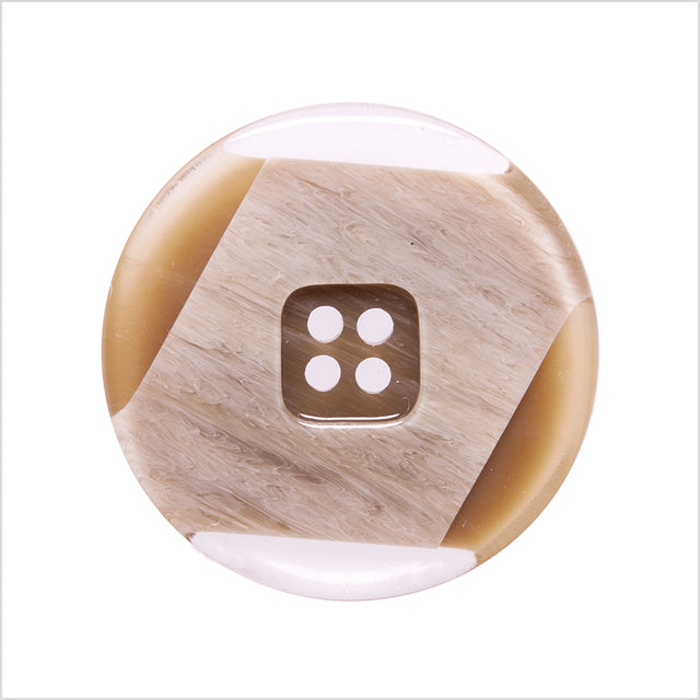 Italian Brown Abstract Semi-Clear 2-Hole Plastic Button - 44L/28mm
