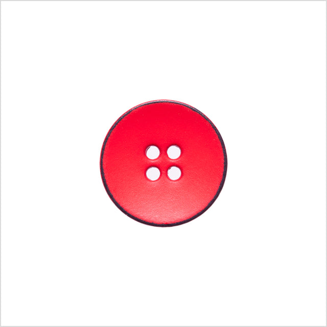 Italian Red 4-Hole Plastic Button - 24L/15mm