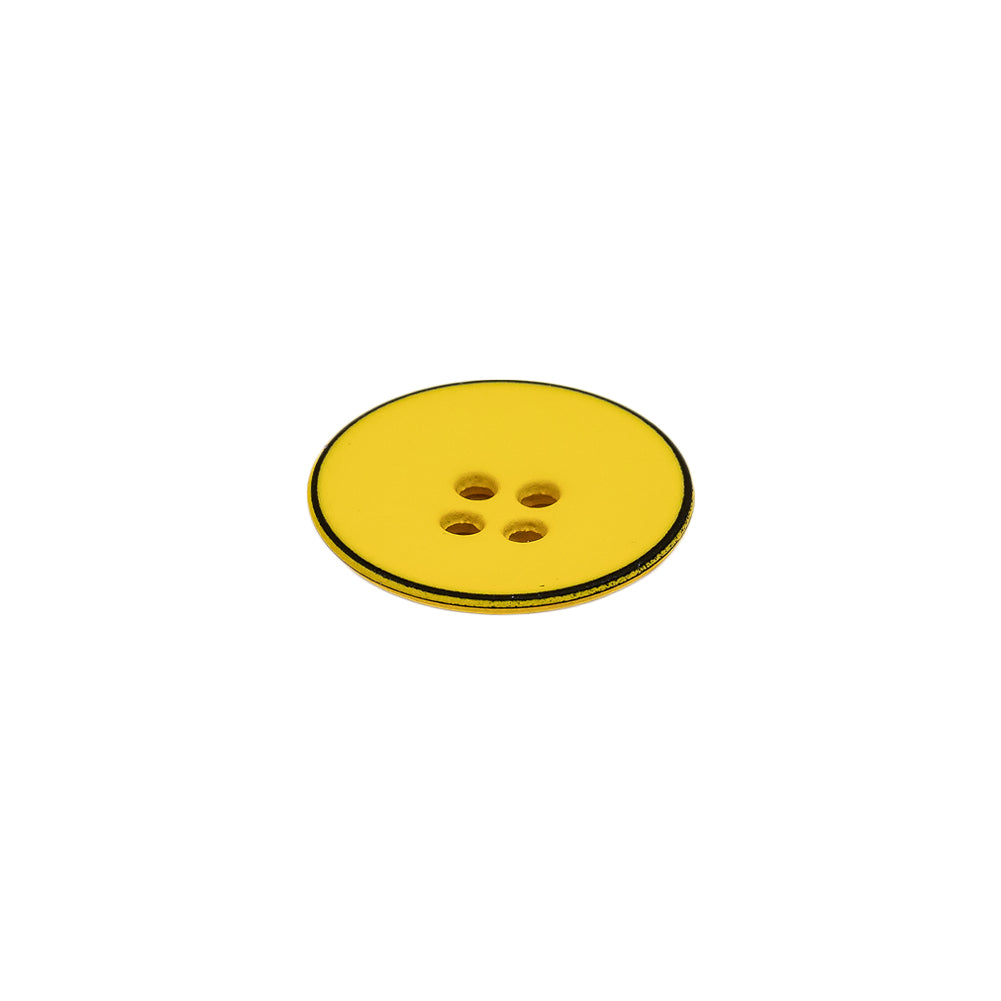 Italian Yellow 4-Hole Plastic Button - 24L/15mm Folded