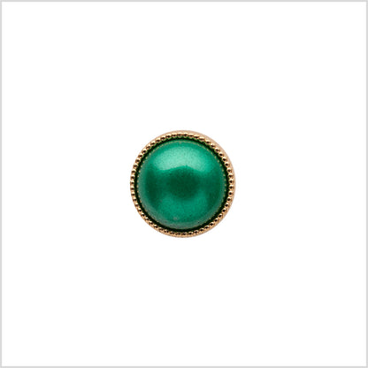 Italian Green/Gold Shank Back Button - 16L/10mm