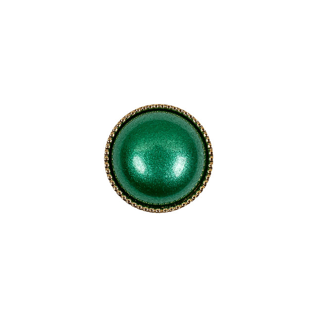 Italian Green and Gold Edged Shank Back Button - 20L/12.5mm
