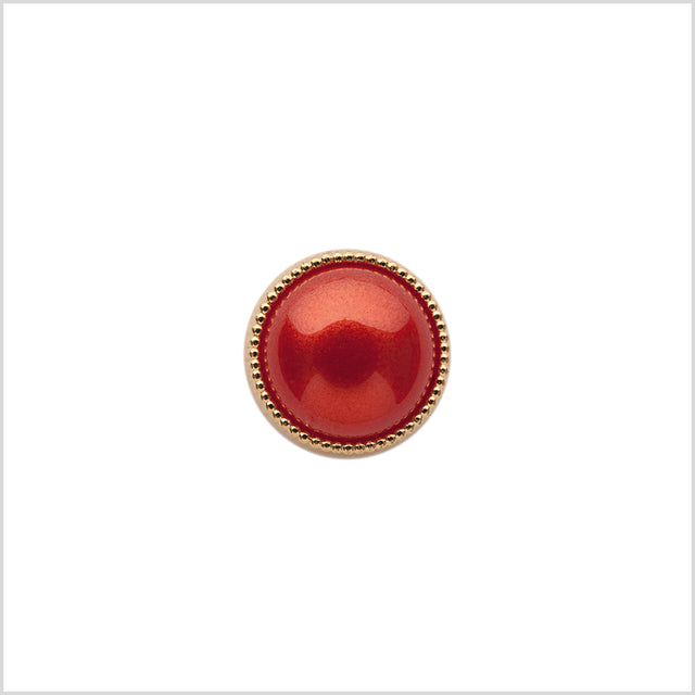 Italian Red/Gold Shank Back Button - 16L/10mm