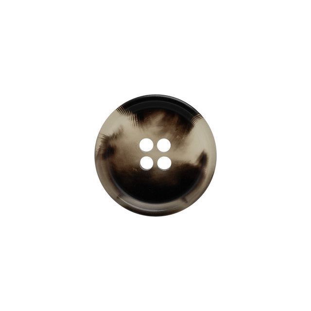 Italian Matte Black/White Rimmed 4-Hole Button - 24L/15mm