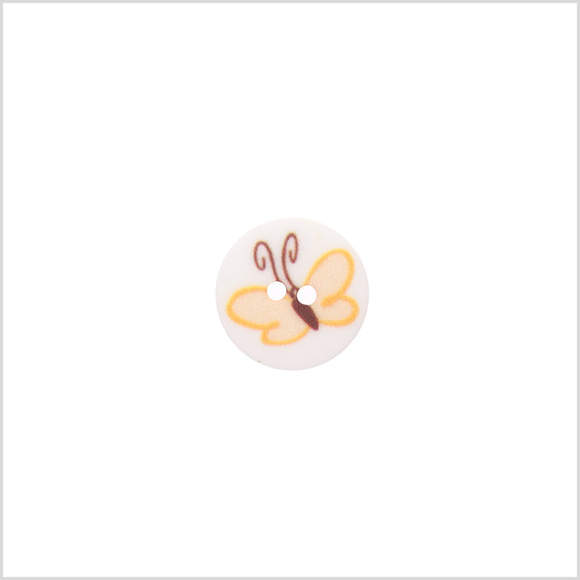 Italian Yellow Kids Butterfly Button - 24L/15mm