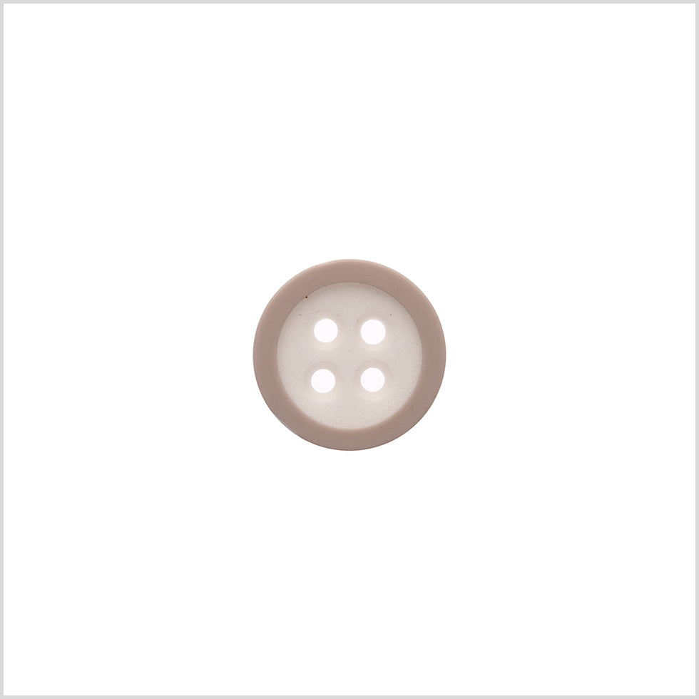 Rimmed White 4-Hole Button - 24L/15mm