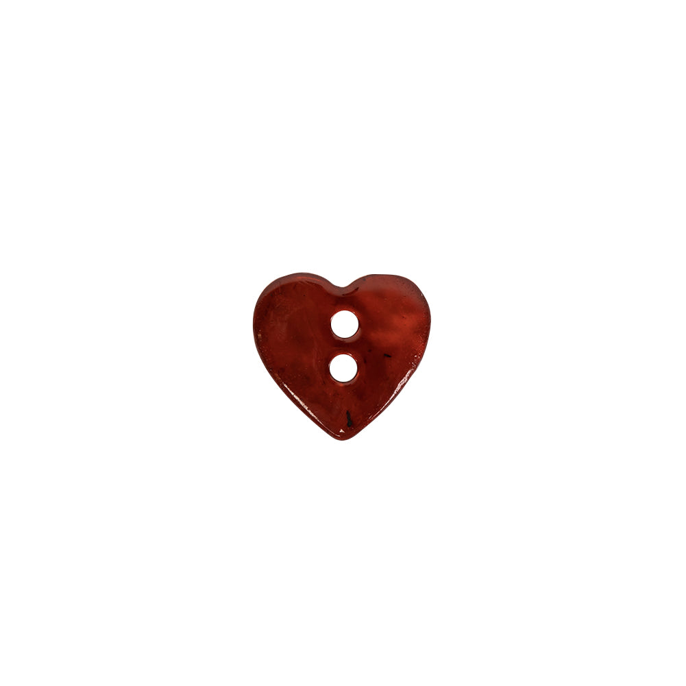 Italian Red Heart-Shaped Shell Button - 18L/11.5mm - Detail
