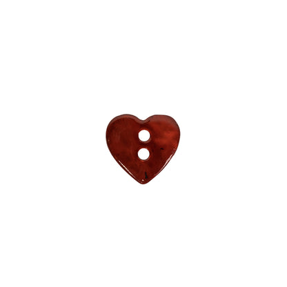 Italian Red Heart-Shaped Shell Button - 18L/11.5mm - Detail
