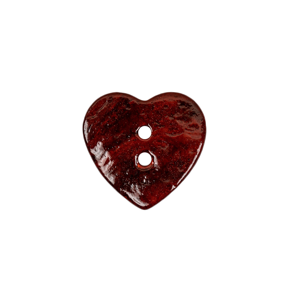 Italian Red Heart-Shaped Shell Button - 32L/20mm - Detail