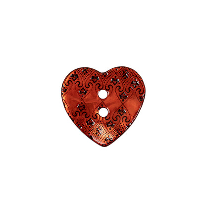 Italian Red Heart-Shaped Shell Button - 32L/20mm