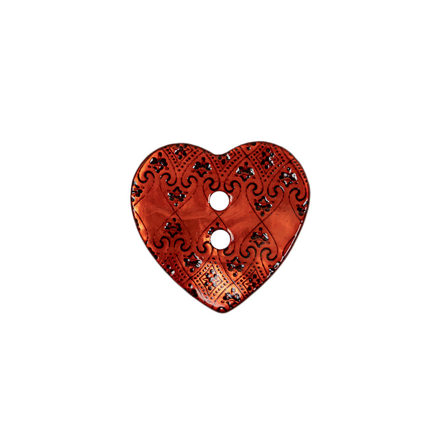 Italian Red Heart-Shaped Shell Button - 32L/20mm