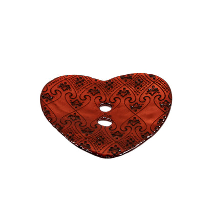 Italian Red Heart-Shaped Shell Button - 40L/25.5mm Folded