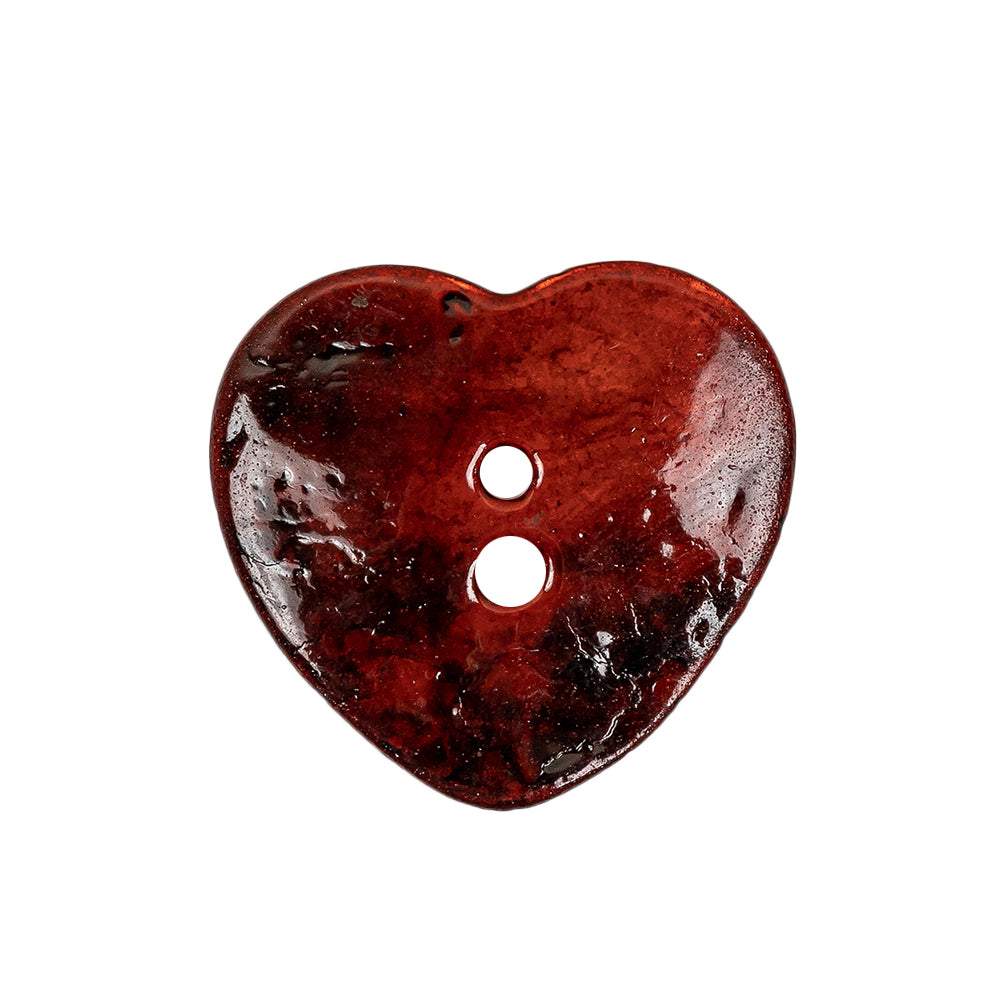 Italian Red Heart-Shaped Shell Button - 40L/25.5mm Detail