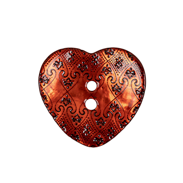 Italian Red Heart-Shaped Shell Button - 40L/25.5mm