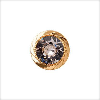 Italian Gold Plastic/Rhinestone Shank Back Button - 22L/14mm