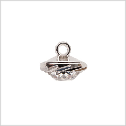 Italian Silver Plastic/Rhinestone Shank Back Button - 18L/11.5mm - Detail