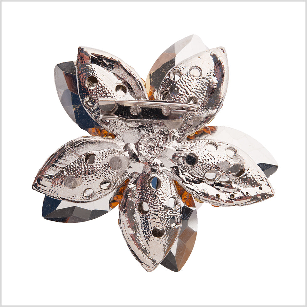 Italian Yellow Rhinestone Brooch - Detail