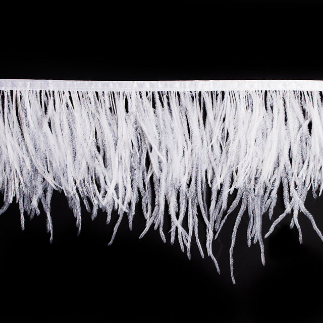 6 Single Ply White Ostrich Fringe
