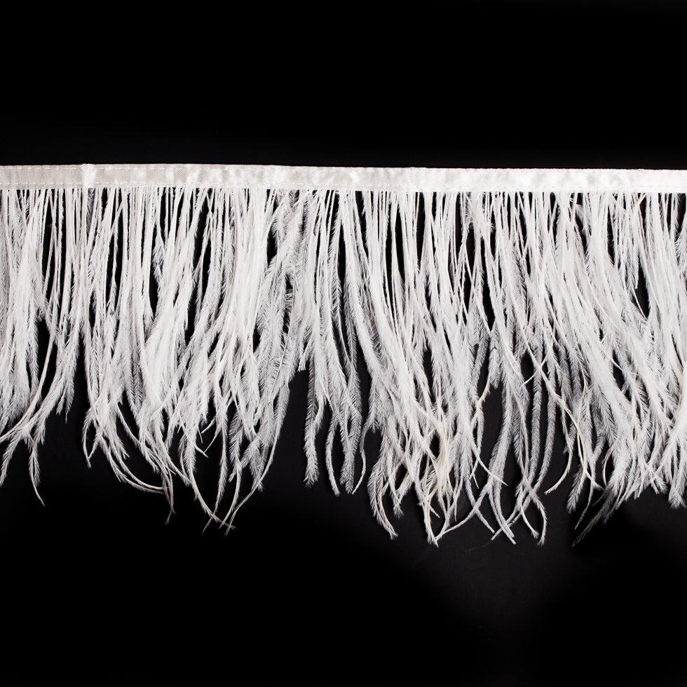 6" Single Ply Ivory Ostrich Fringe