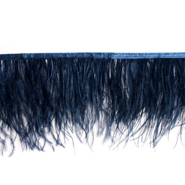 6 Double Ply Dark Navy Ostrich Fringe