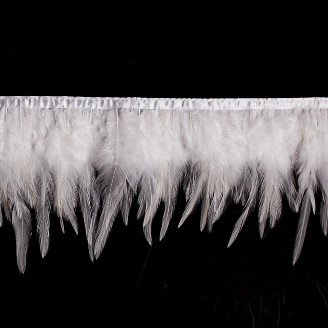 6 White Cock Feather Fringe