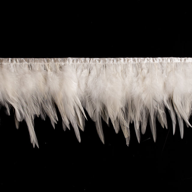 6" Ivory Cock Feather Fringe