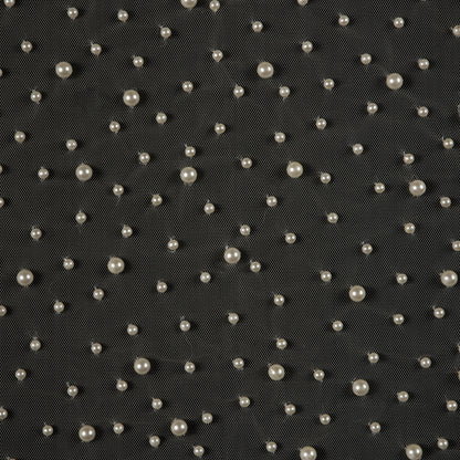 Mesh Lace with Pearl Beads - Whisper White