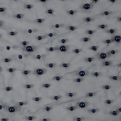 Fancy Navy Pearled Mesh/Lace