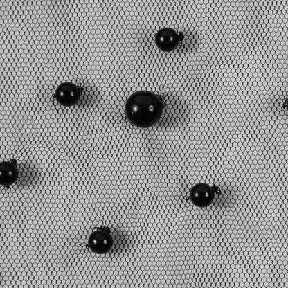 Mesh Lace with Pearl Beads - Black Full