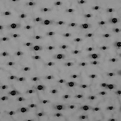 Mesh Lace with Pearl Beads - Black