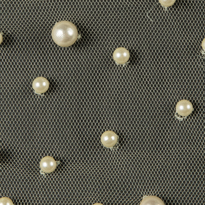 Fancy Pale Yellow Pearled Mesh/Lace - Full