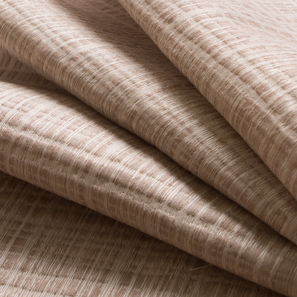 Beige Textured Grid Blended Linen Woven Folded