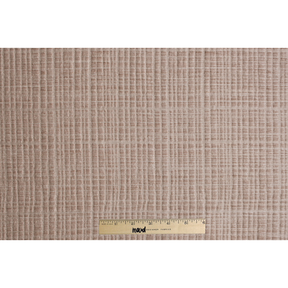 Beige Textured Grid Blended Linen Woven Full