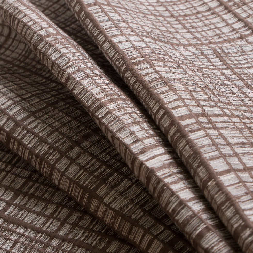 Mocha Textured Grid Blended Linen Woven Folded