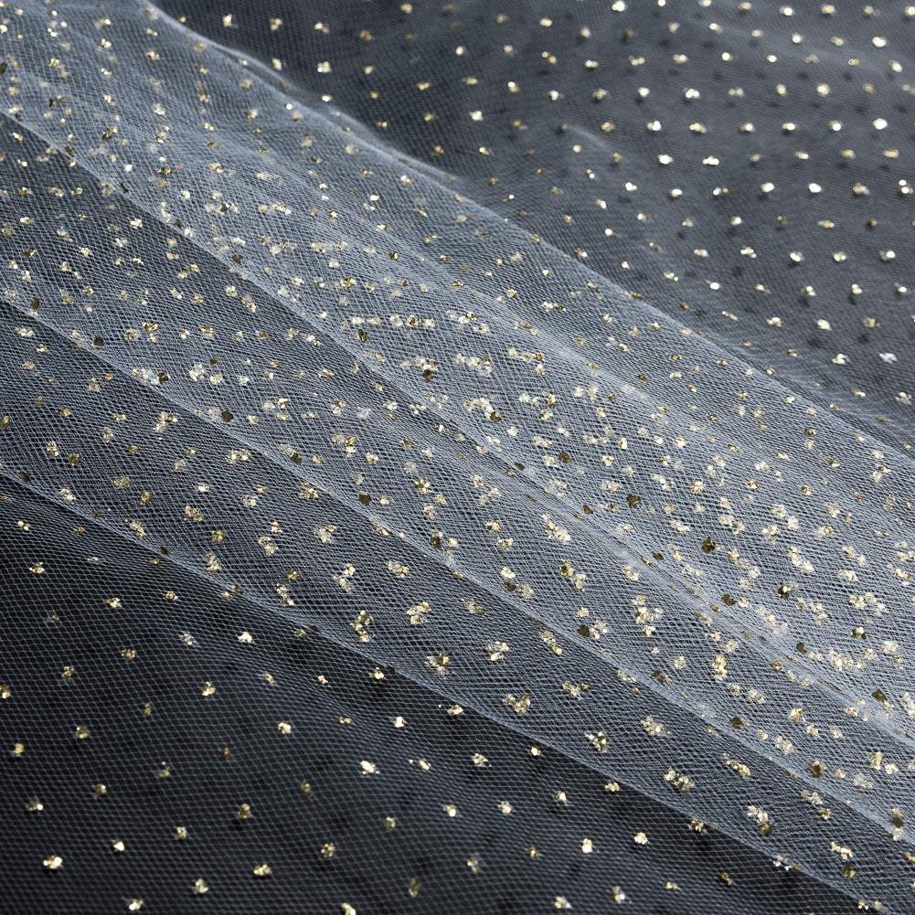 Glitter Tulle - Metallic Gold on White Detail