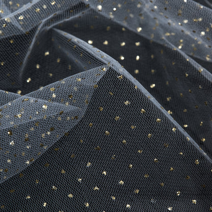 Glitter Tulle - Metallic Gold on White Full