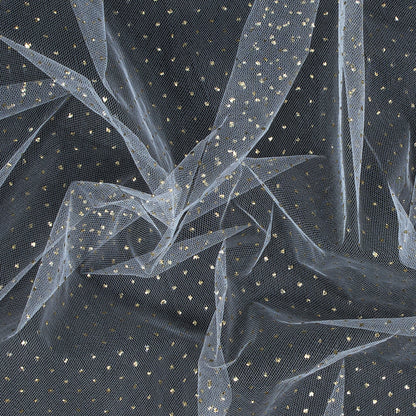 Glitter Tulle - Metallic Gold on White