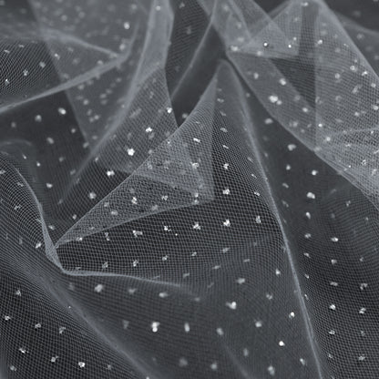 Glitter Tulle - Metallic Silver on White Detail