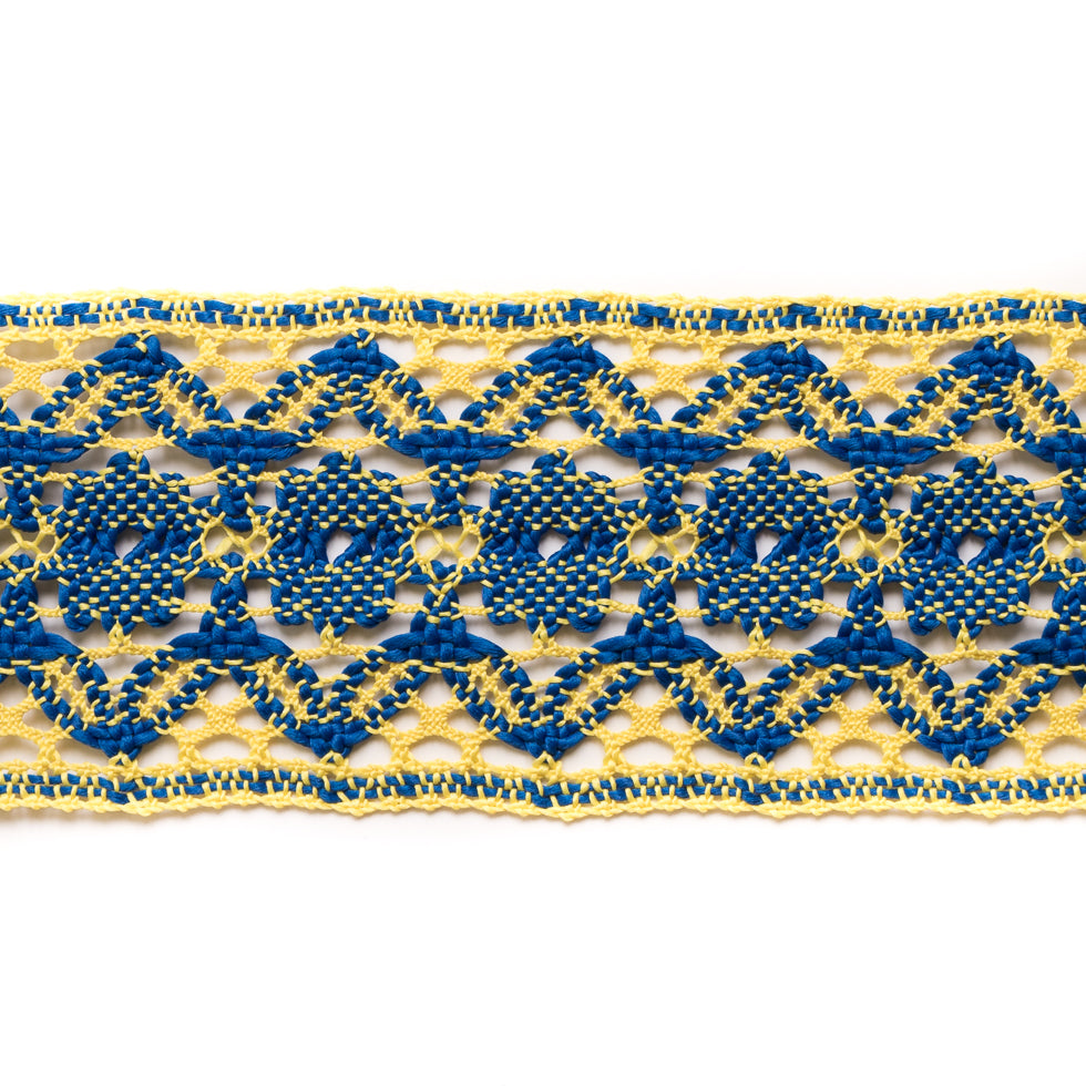 Blue/Yellow Crochet Trim - 3
