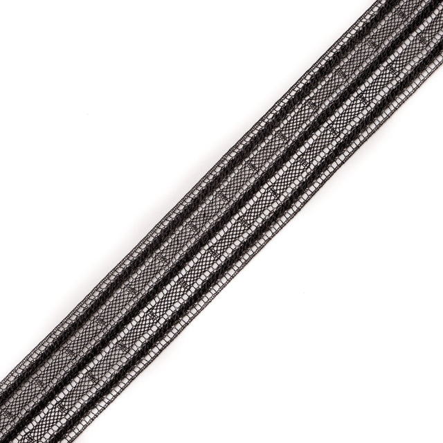 European Metallic Black Lace Trim - 2.5