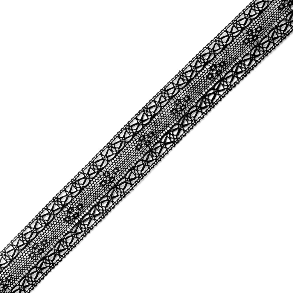 Black Cotton Crochet Lace Trim - 1