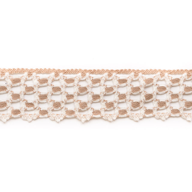Beige/White Crochet Trim - 2.25"