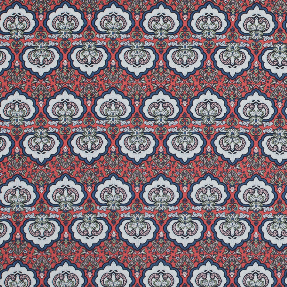 Emberglow/Blue/Green Printed Stretch Cotton Sateen