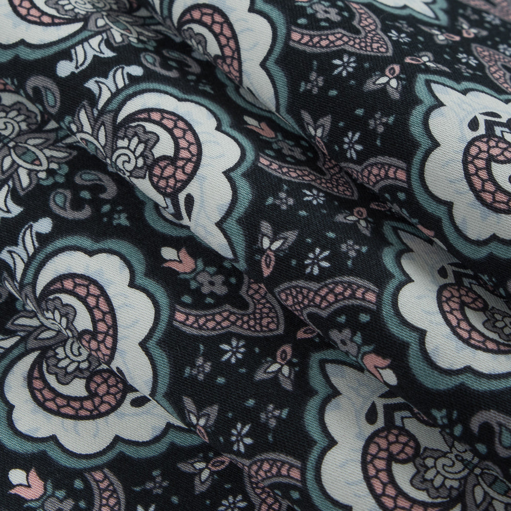 Black/Pink/Gray Printed Stretch Cotton Sateen - Detail