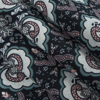 Black/Pink/Gray Printed Stretch Cotton Sateen - Detail