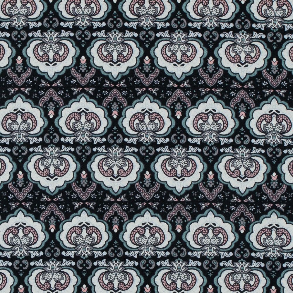 Black/Pink/Gray Printed Stretch Cotton Sateen
