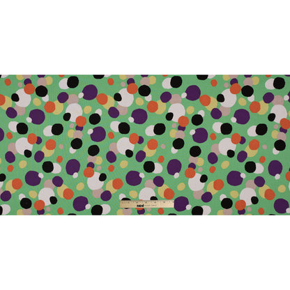 Cotton Voile - Green and Multicolor Circles Folded