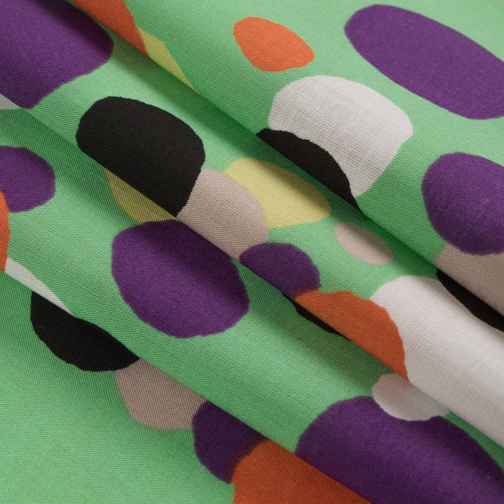Cotton Voile - Green and Multicolor Circles Detail