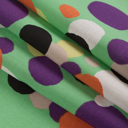 Cotton Voile - Green and Multicolor Circles Detail